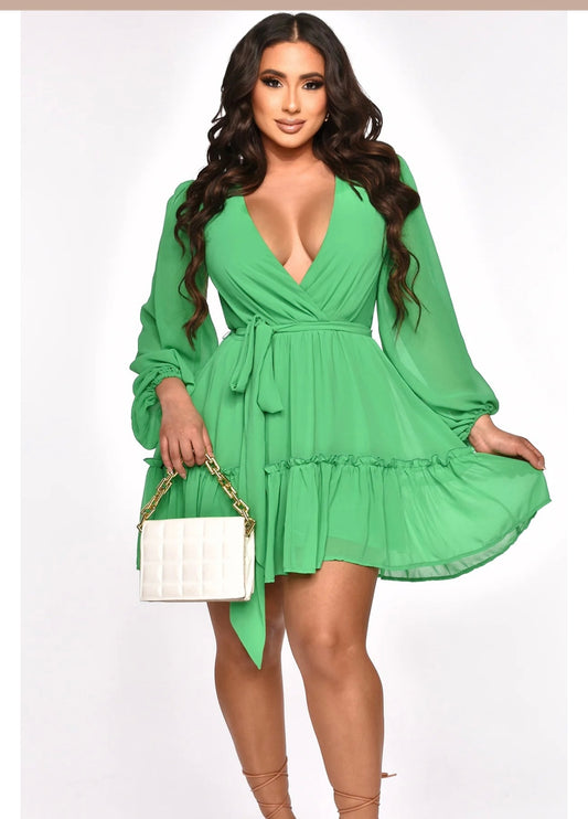 Wrap Mini Dress (Green)