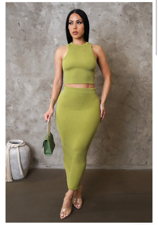 Lime Skirt Set
