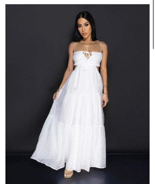White Cut-Out Maxi Dress