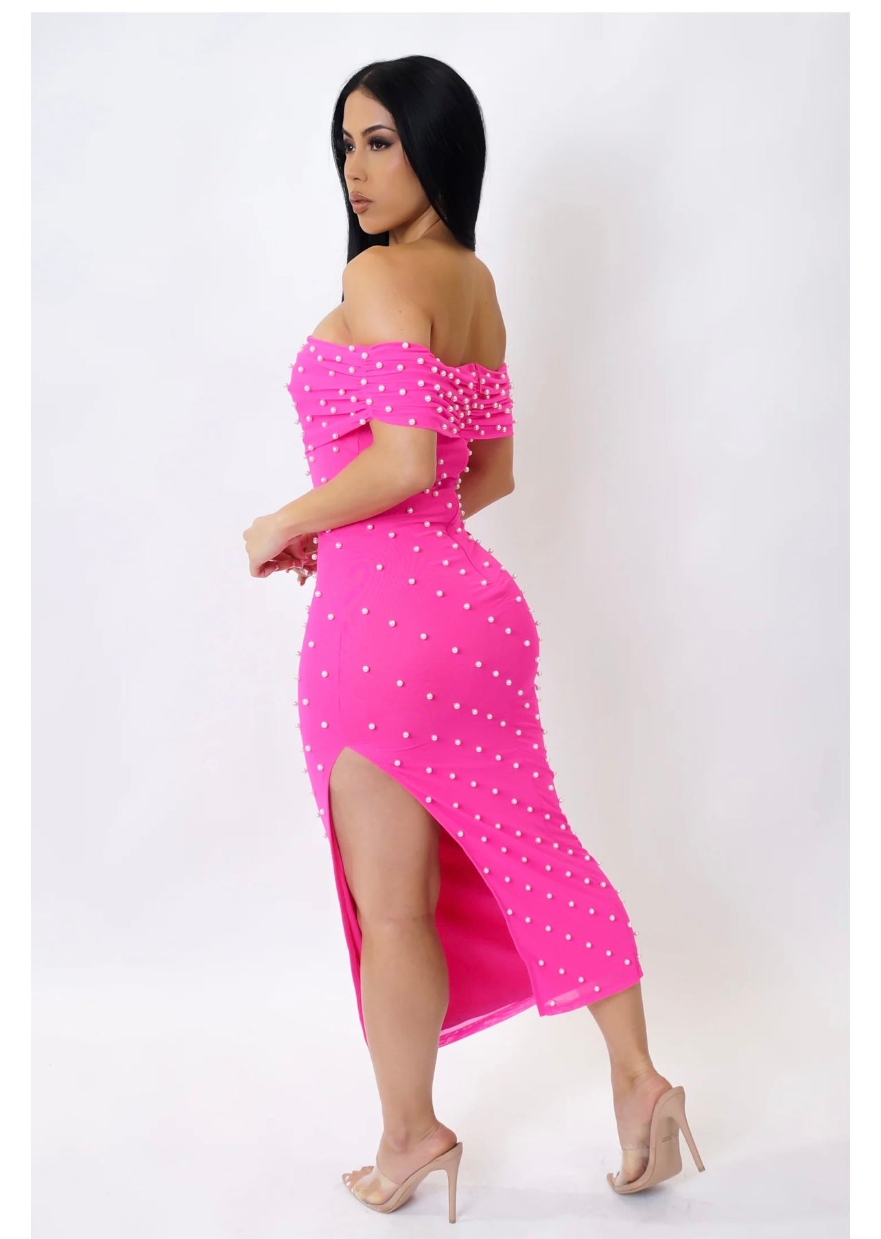 Pink and Pearls Midi Dress