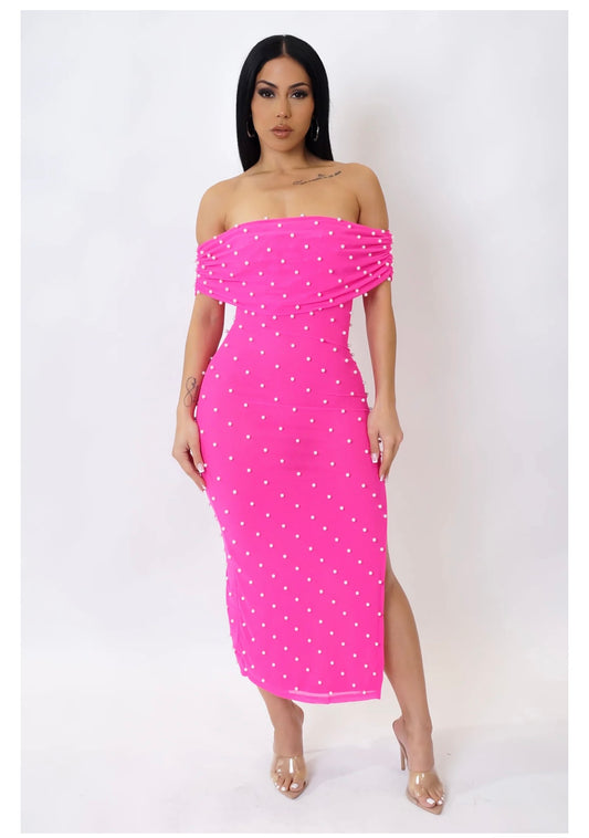 Pink and Pearls Midi Dress