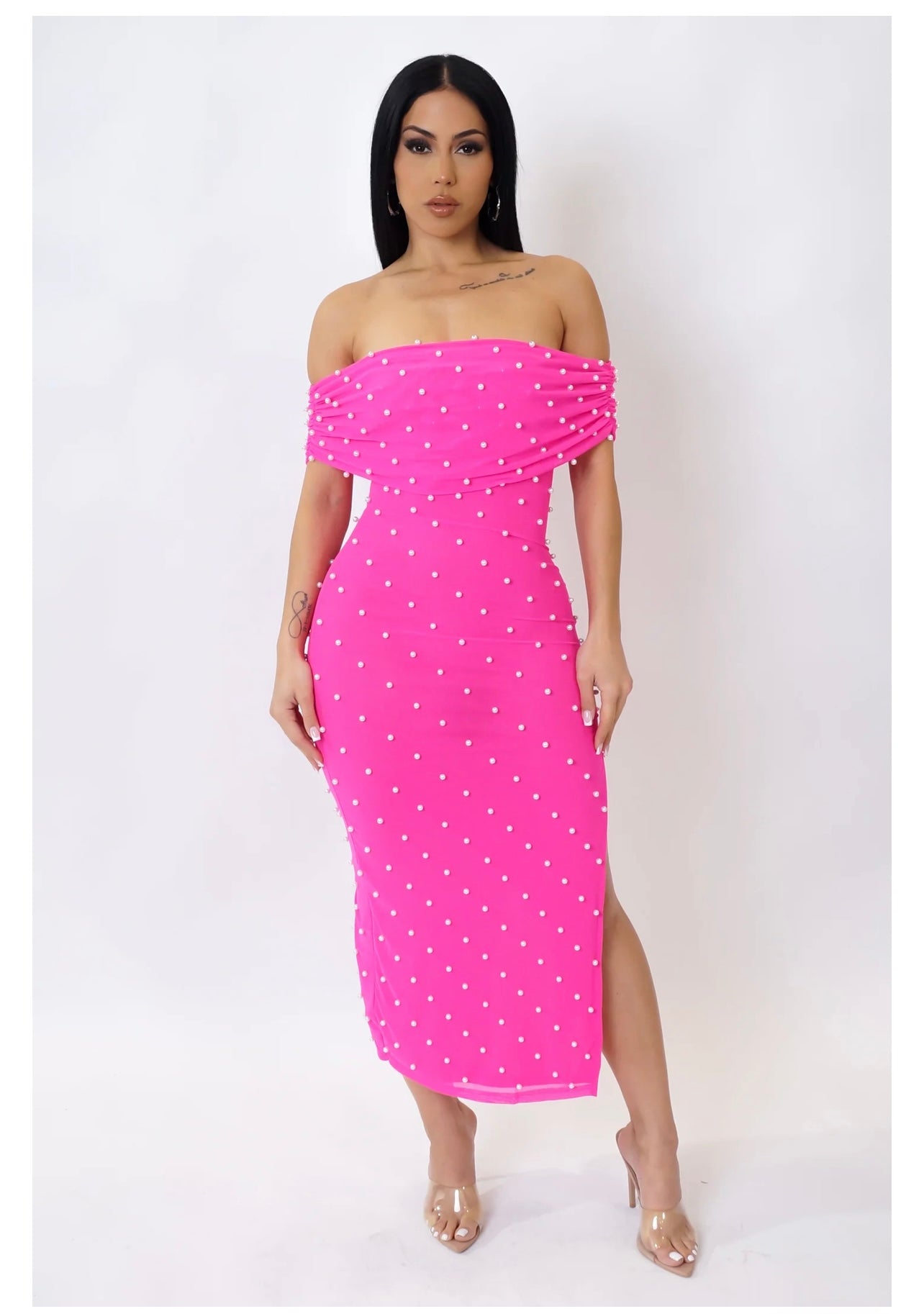 Pink and Pearls Midi Dress