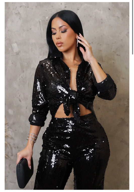 Jazzy sequin top (black)