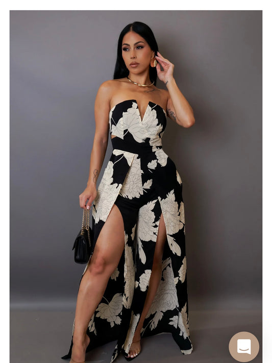 Sizzle Open Leg Jumpsuit (Black)