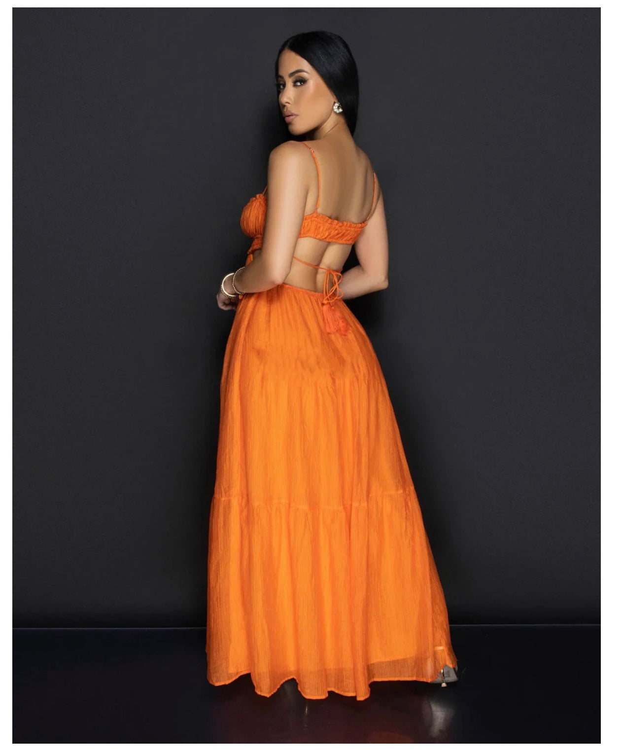 Orange Cut-Out Maxi Dress