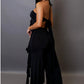 Black Peekaboo Top Pants Set