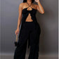 Black Peekaboo Top Pants Set