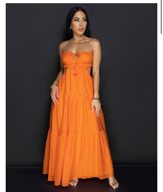 Orange Cut-Out Maxi Dress