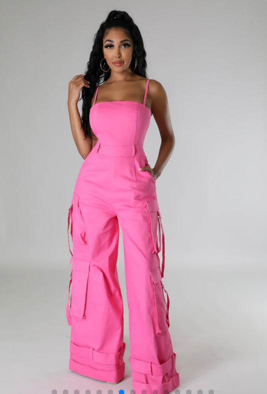 Pink Cargo Jumpsuit